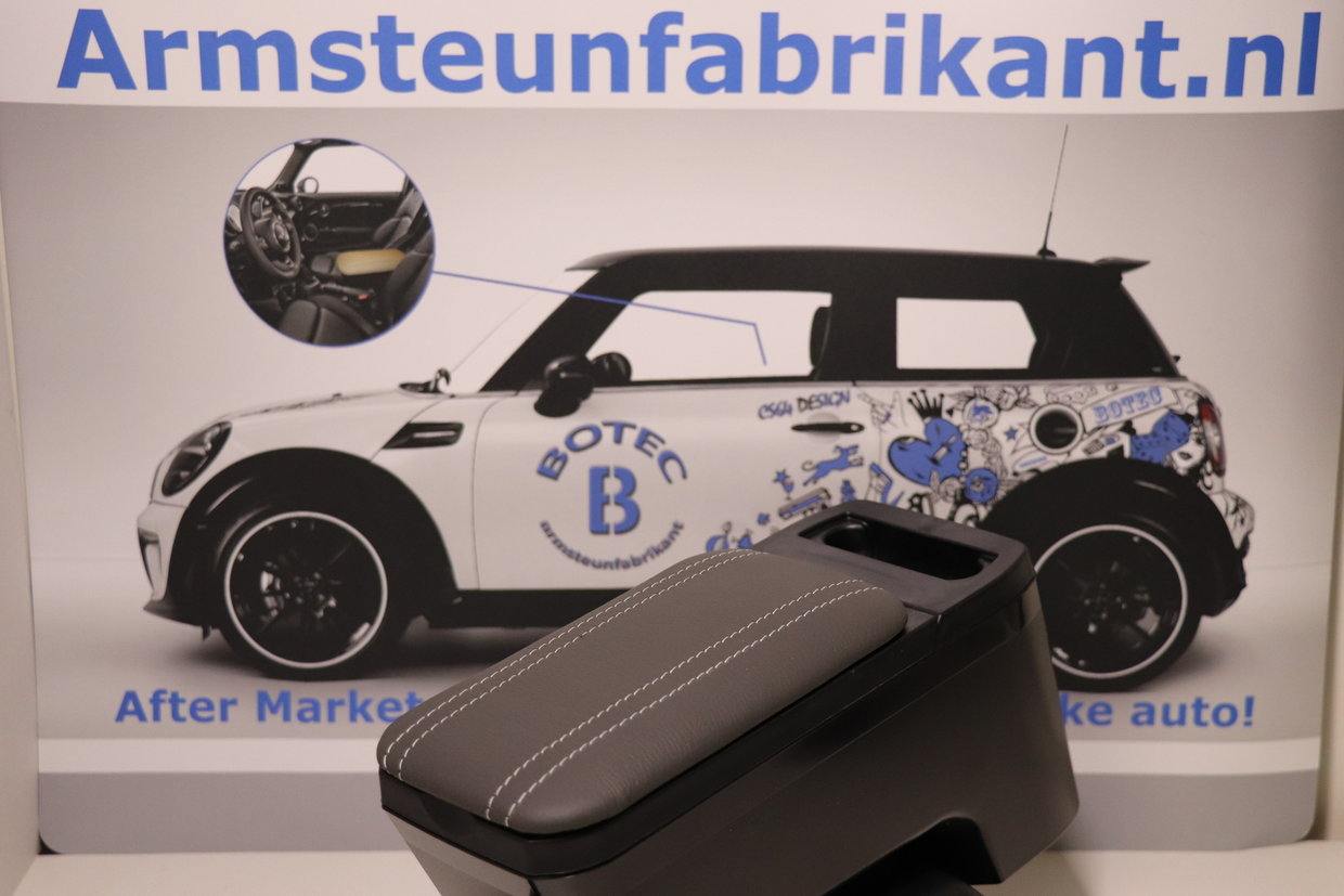  Leder anthrazit mit weißen Nähten