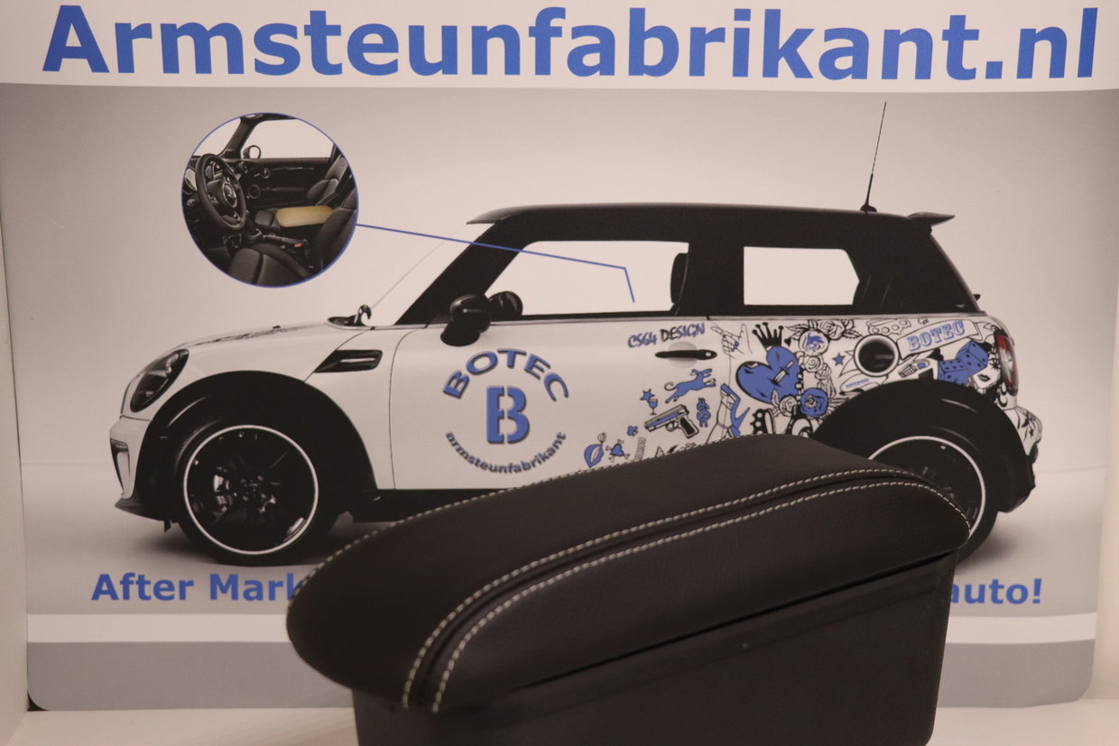 Leer Zwart met wit stiksel